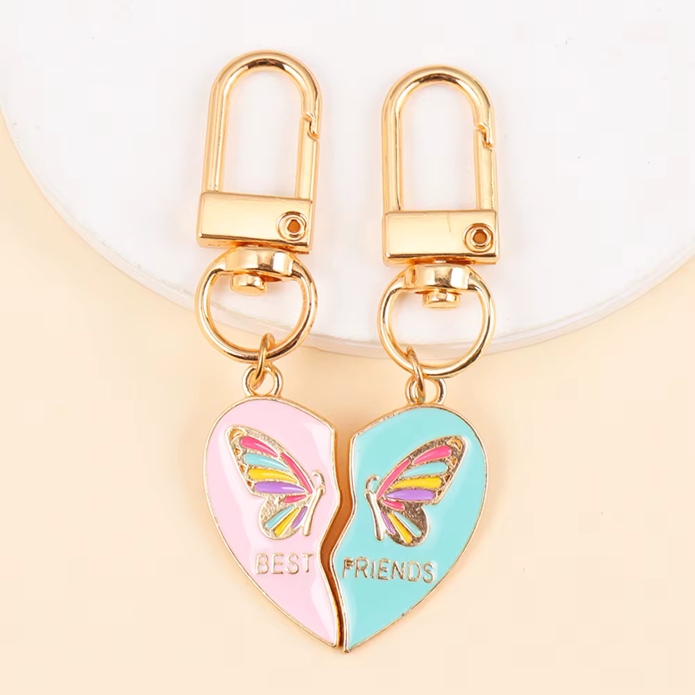 Meilleur ami porte-clés émail amour coeur épissure pendentif