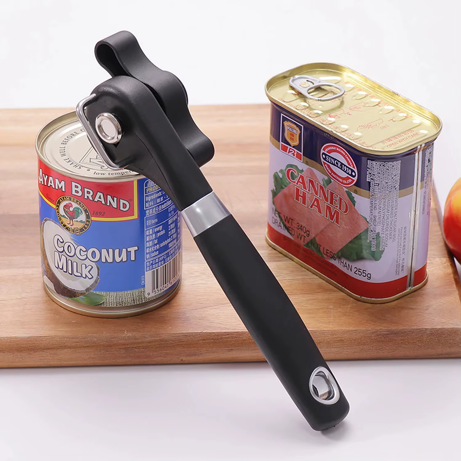 Ouvre-boîte manuel professionnel – Outil d'ouverture de boîtes à découpe latérale pour la cuisine avec poignée en