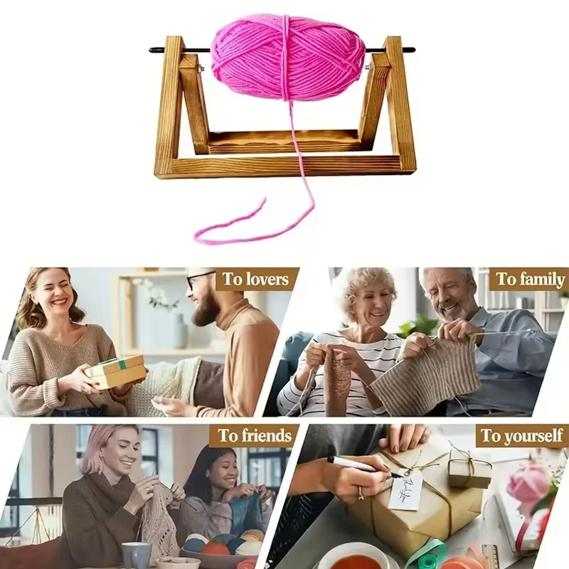 Porte-rouleau de fil en bois, support de fil de bureau, rangement de ruban, support de rangement de ruban, boule de laine, outil de tricot à la main, support de bobine en bois massif