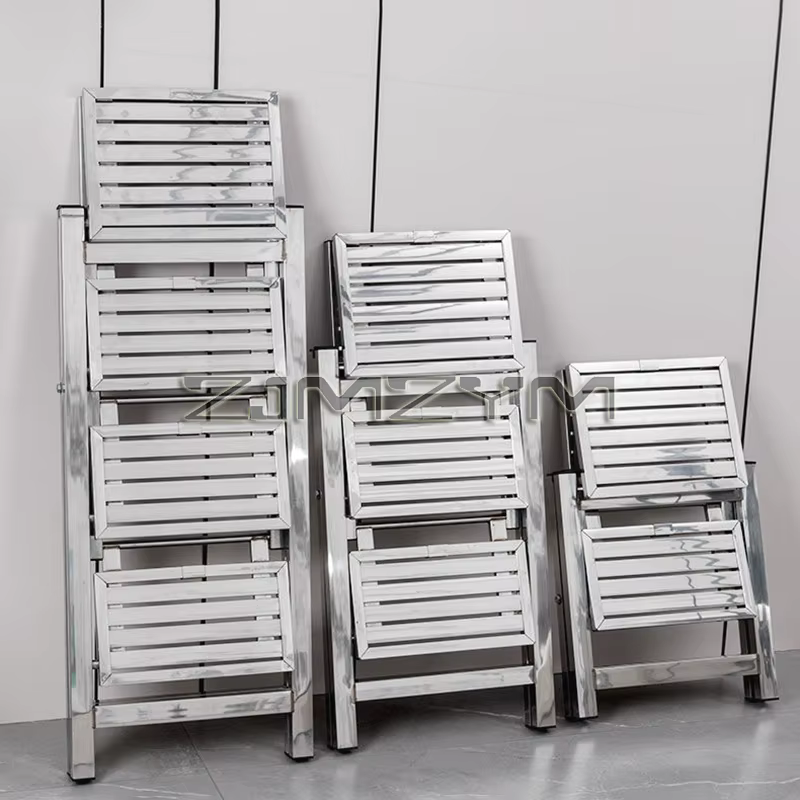 Tabouret d'échelle en acier inoxydable pliant télescopique épaissi escabeau intérieur multifonctionnel Portable 2-3