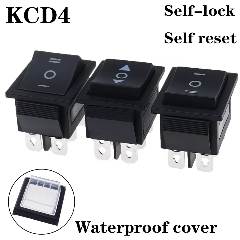 1 pièces KCD4 25X31mm interrupteur à bascule noir 6 broches 3 positions ON-OFF-ON Double réinitialisation/interrupteur de verrouillage 16A 250V 20A 25A 125VAC