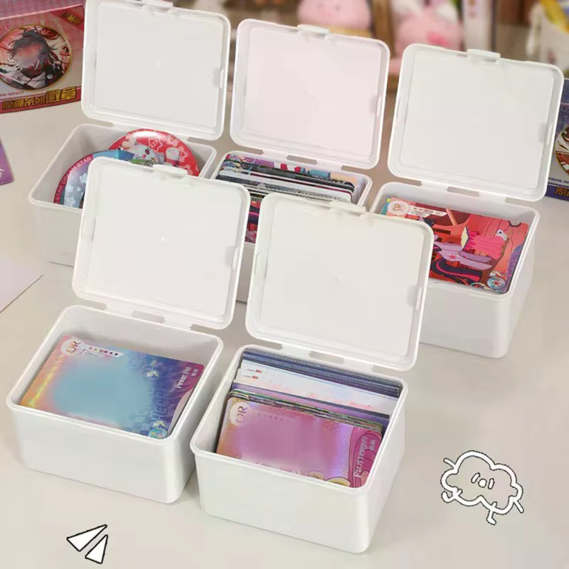 Boîte de rangement blanche, organisateur de rangement d'articles divers empilables avec couvercle, mallette de rangement de papeterie anti-poussière, support d'organisation à domicile