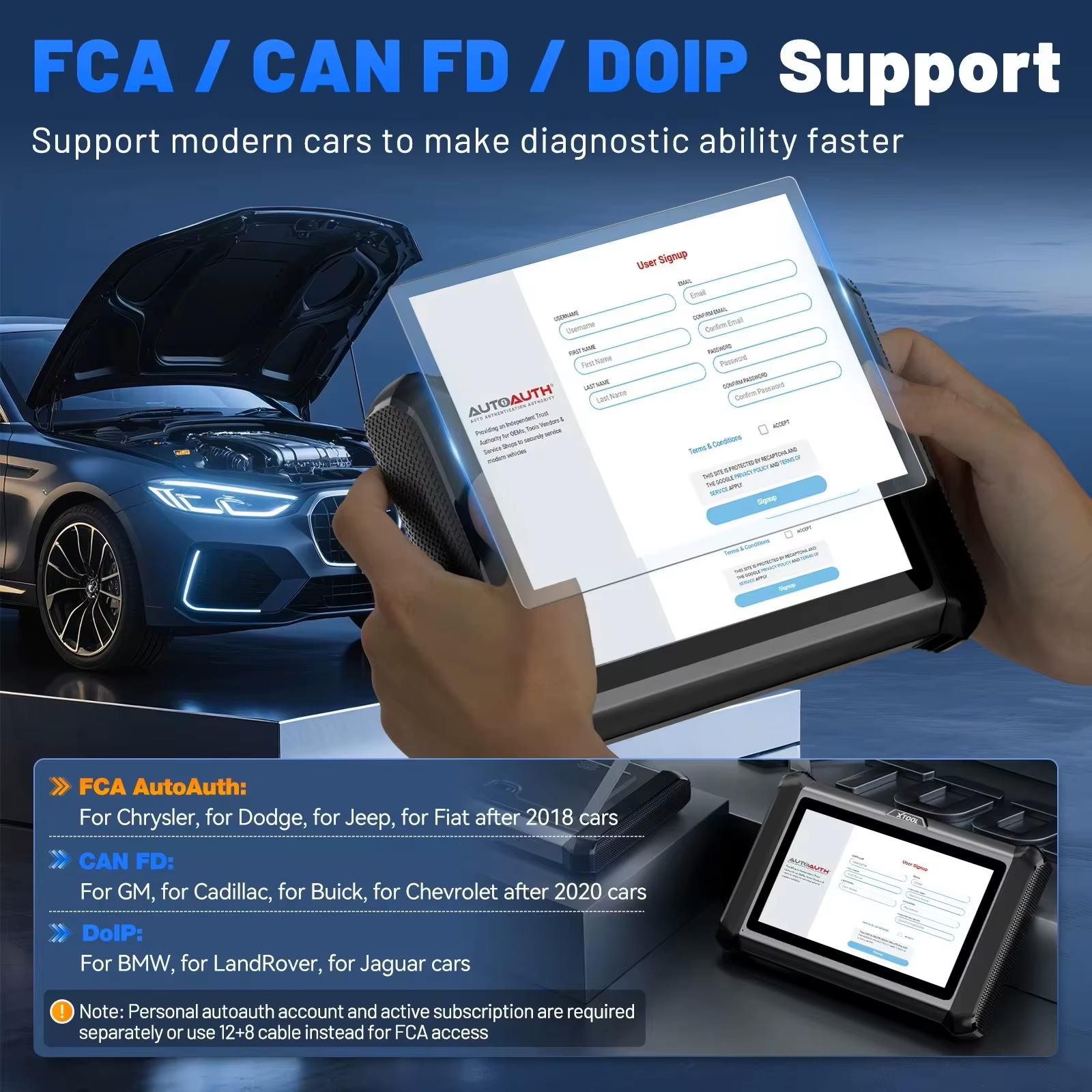 XTOOL X100 PADS Outil de diagnostic de programmation de clé IMMO de voiture Lire le code PIN de la clé Toutes les clés perdues CAN FD et DOIP Mise à niveau de X100PAD PLUS Entrepôt européen Expédition