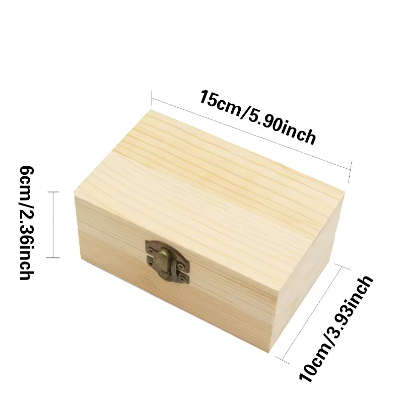 Boîte de rangement en bois avec couvercle à charnière