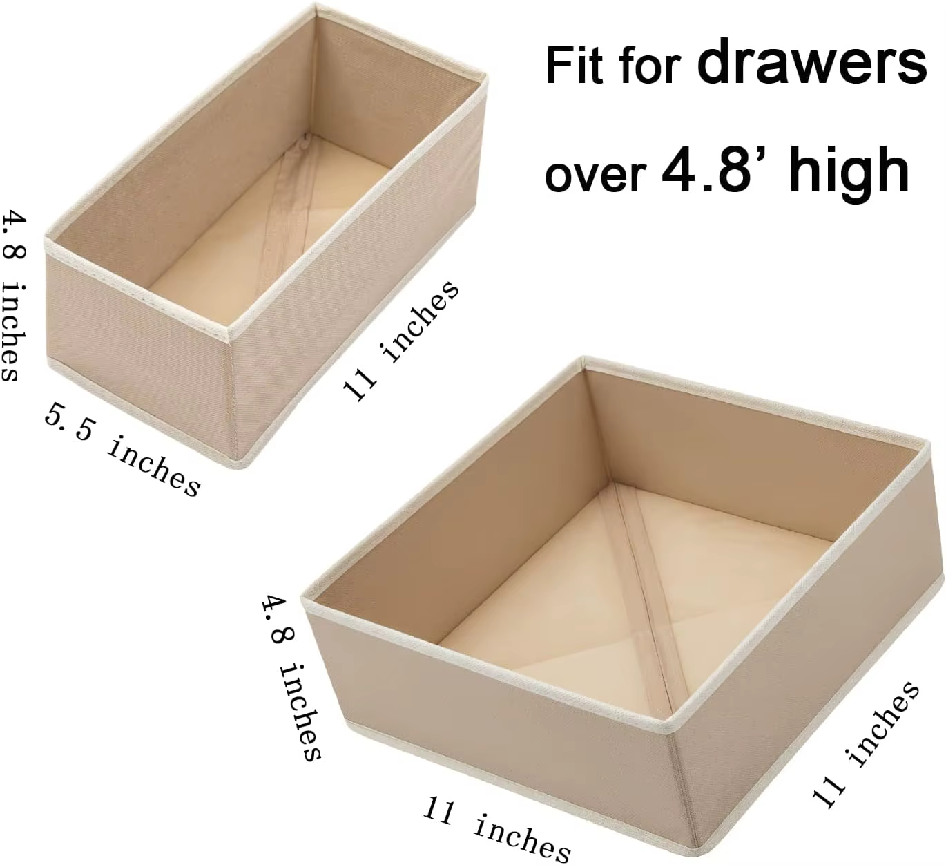 Ensemble de 4 organiseurs de tiroirs - Bacs de rangement en tissu pour vêtements, sous-vêtements, chaussettes et soutiens-gorge - Diviseurs de commode de 11 pouces pour placard de chambre