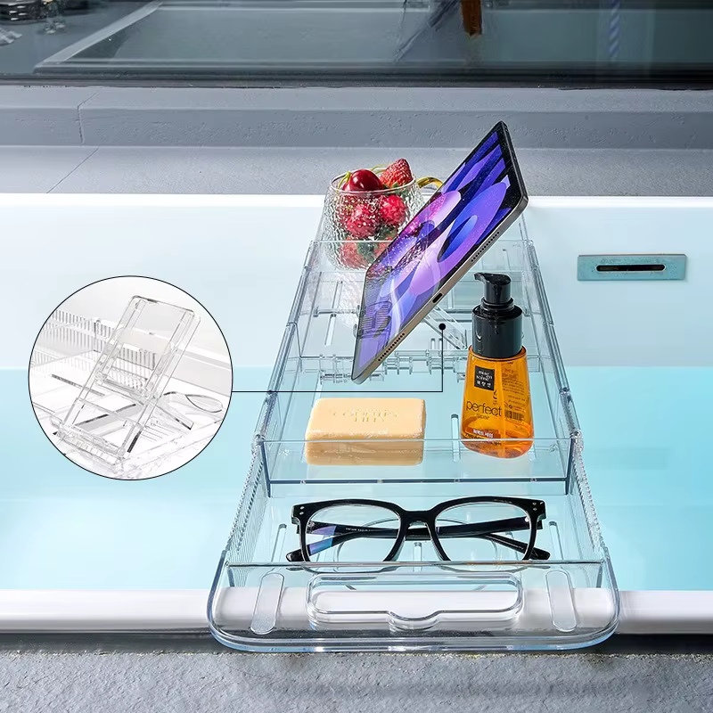 Étagère de rangement pour baignoire réglable, support de douche pour salle de bain, plateau de bain extensible et pliable, organisateur