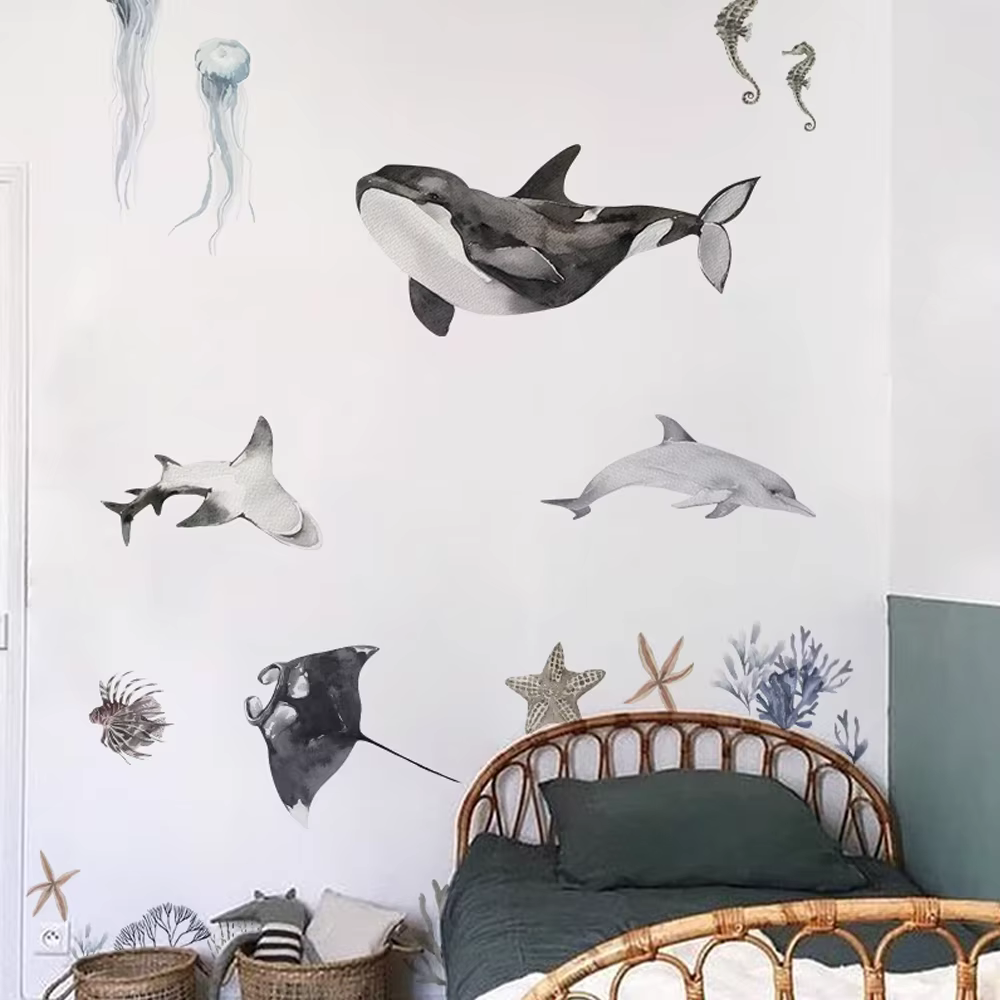 Autocollants muraux poisson monde sous-marin