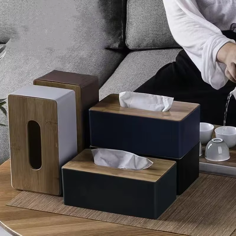 Boîte à mouchoirs en bois massif