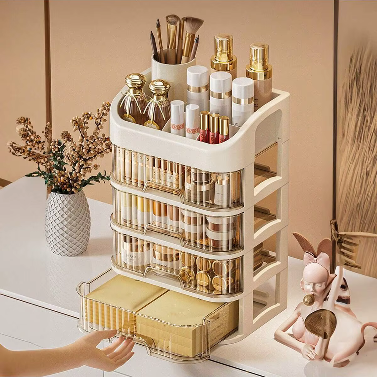Boîte de rangement de maquillage multicouche 1 pièce