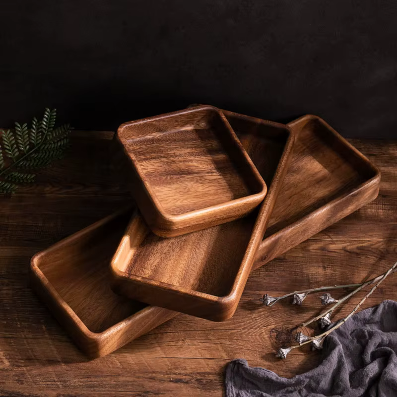 Plateau de rangement en bois de noyer noir, organisateur moderne de desserts pour thé de l'après-midi, salon, conteneur de Fruits secs de bureau, décoration de la maison