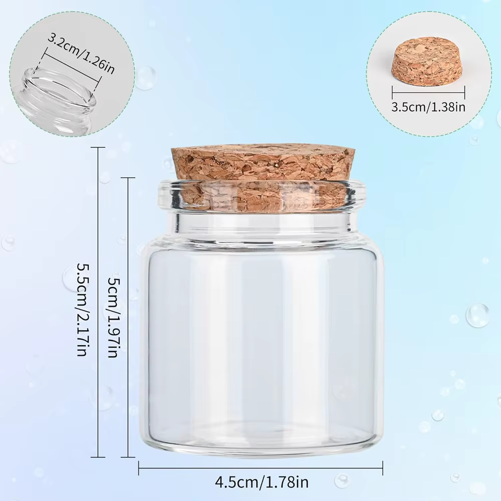 Petite bouteille en verre vide de 50ml avec bouchon en liège