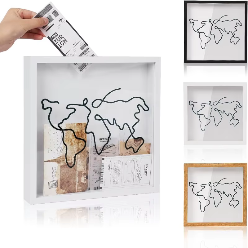 Cadre de rangement pour billets, cadre photo pour billets de voyage, billets de cinéma, cartes postales, boîte à souvenirs, cadre mural de présentation