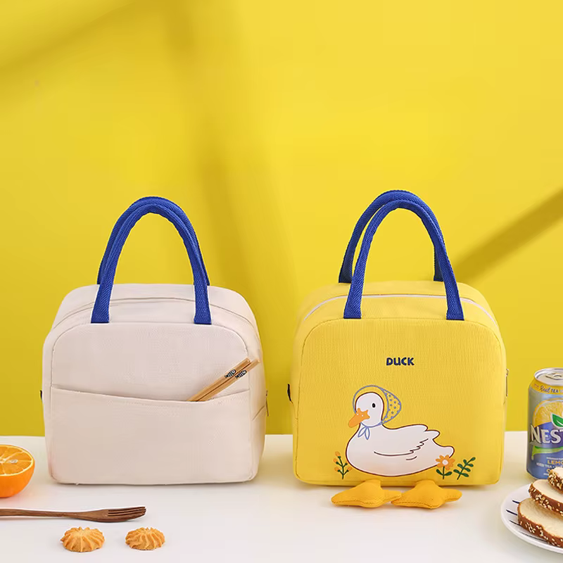 Enfants Portable isolé thermique pique-nique nourriture mignon canard jaune sac à déjeuner boîte fourre-tout