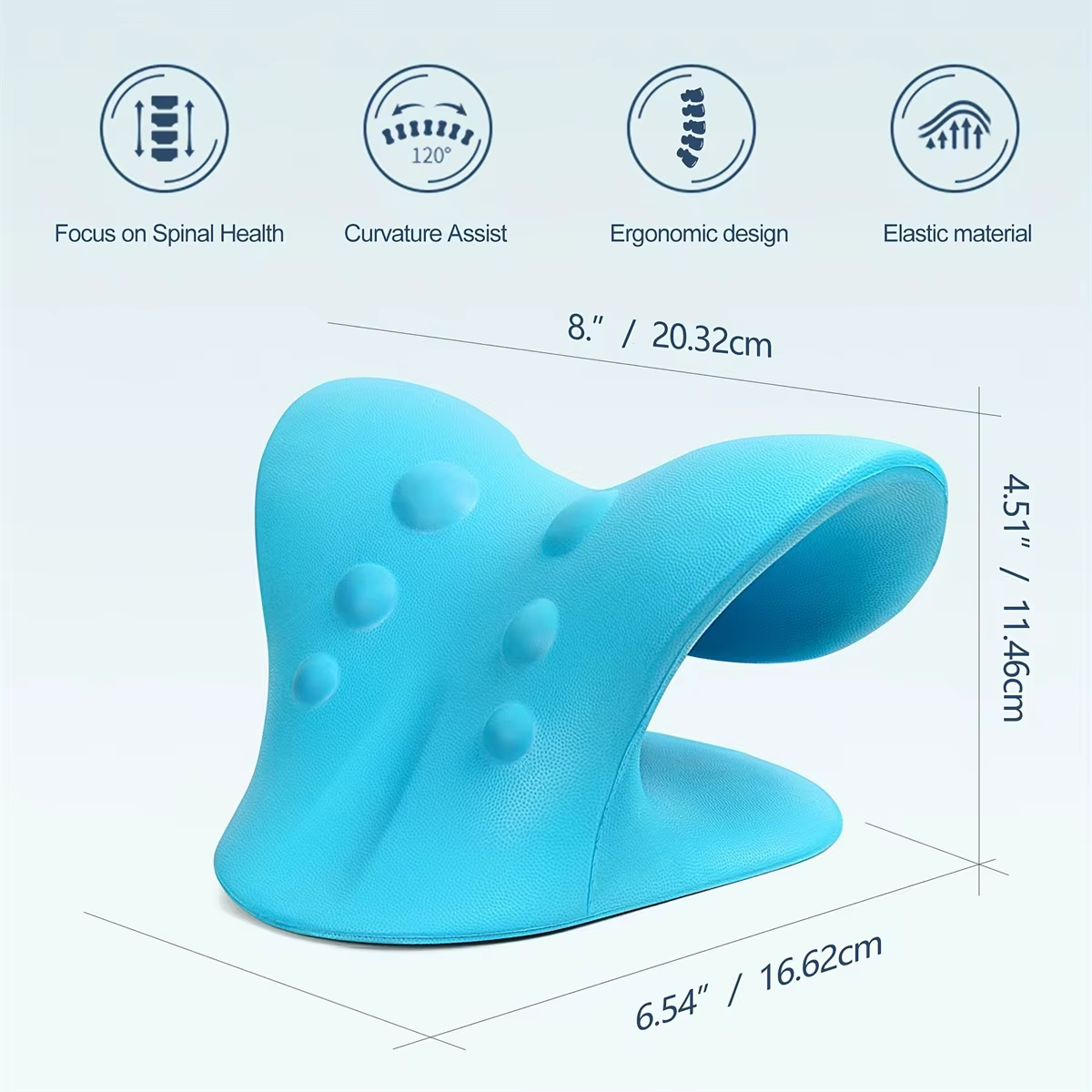 Oreiller relaxant pour le cou et les épaules en forme de C, dispositif de traction cervicale pour le soulagement de la douleur TMJ et l'alignement de la colonne cervicale, chiroprat
