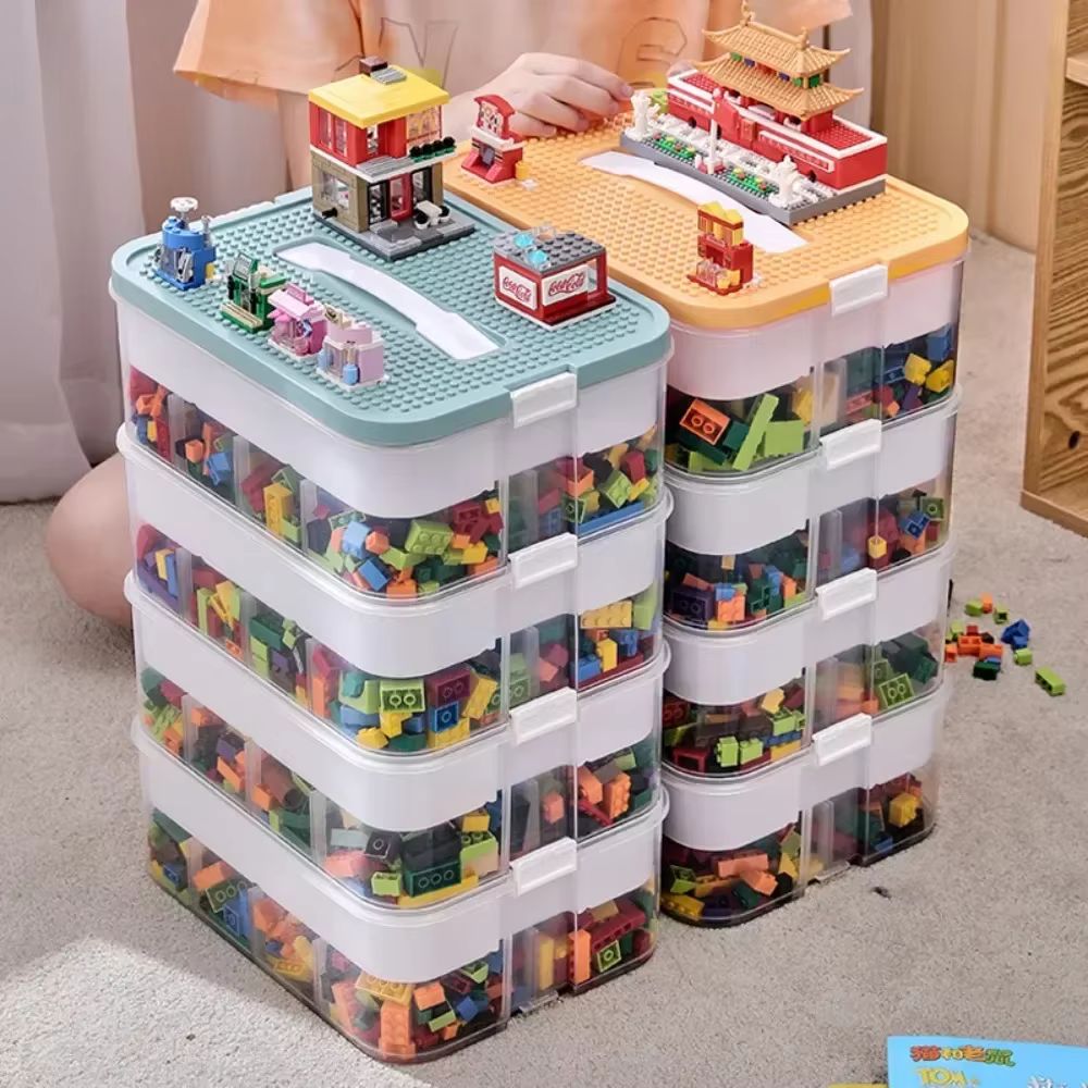 Boîte de rangement empilable en plastique transparent