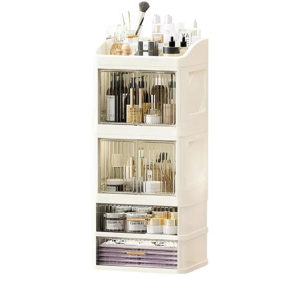 Texture luxueuse + rangement pratique : l'armoire de rangement pour maquillage est simplement incroyable, une armoire de rangement multifonctionnelle pour l'organisation de la maison, un incontournabl