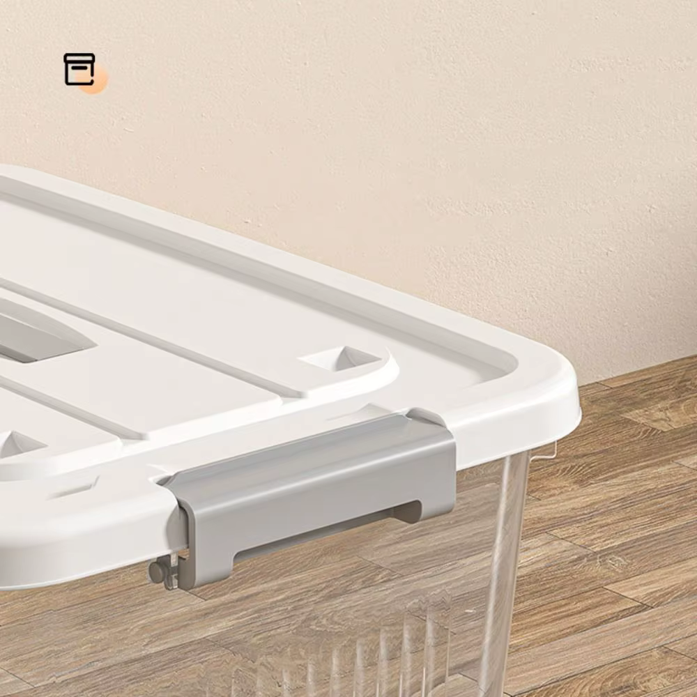 Boîte de rangement noire transparente durable en plastique avec couvercle