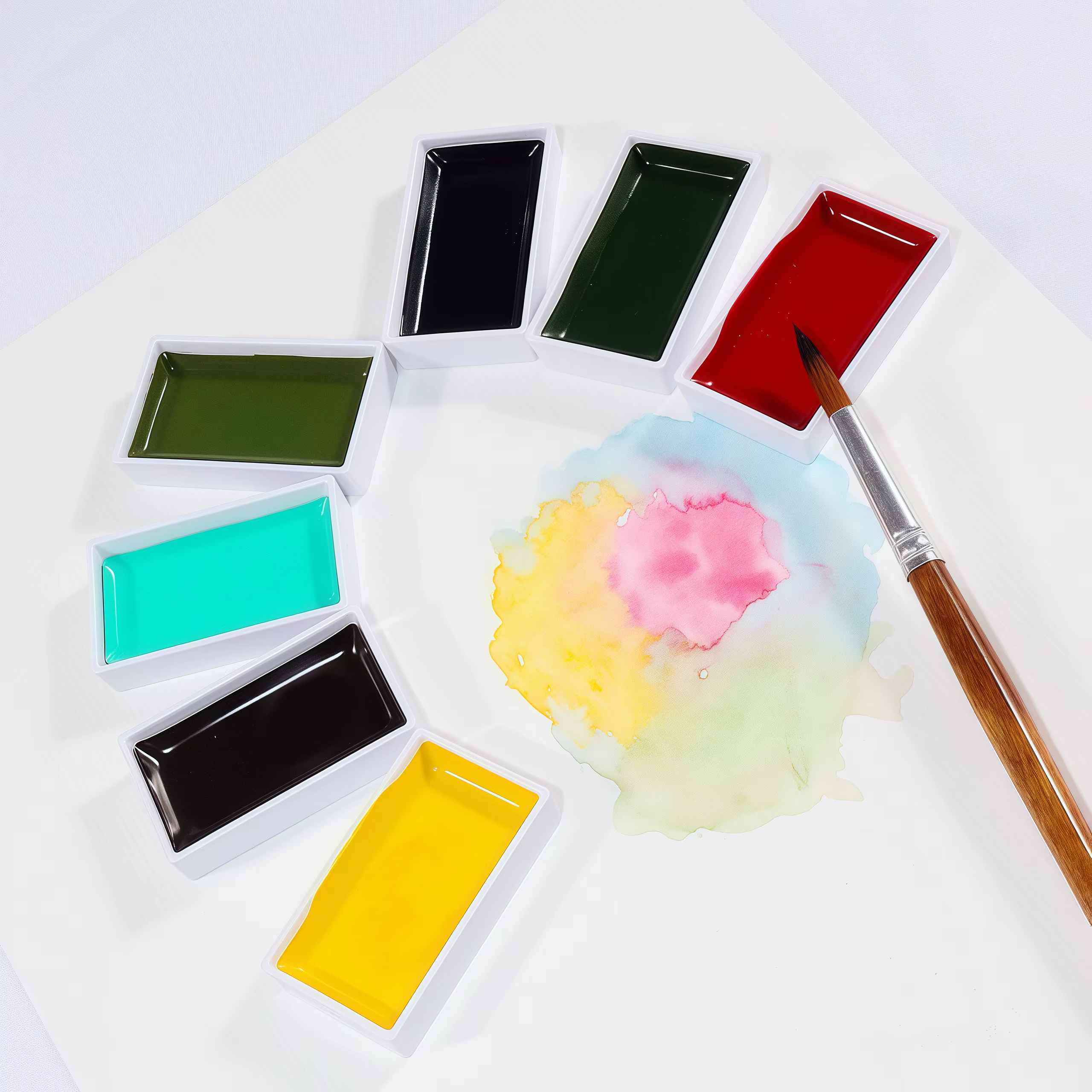 Peinture aquarelle professionnelle 24/48 couleurs, peinture japonaise, boîte Portable, peintures à l'aquarelle pour professionnels ou débutants