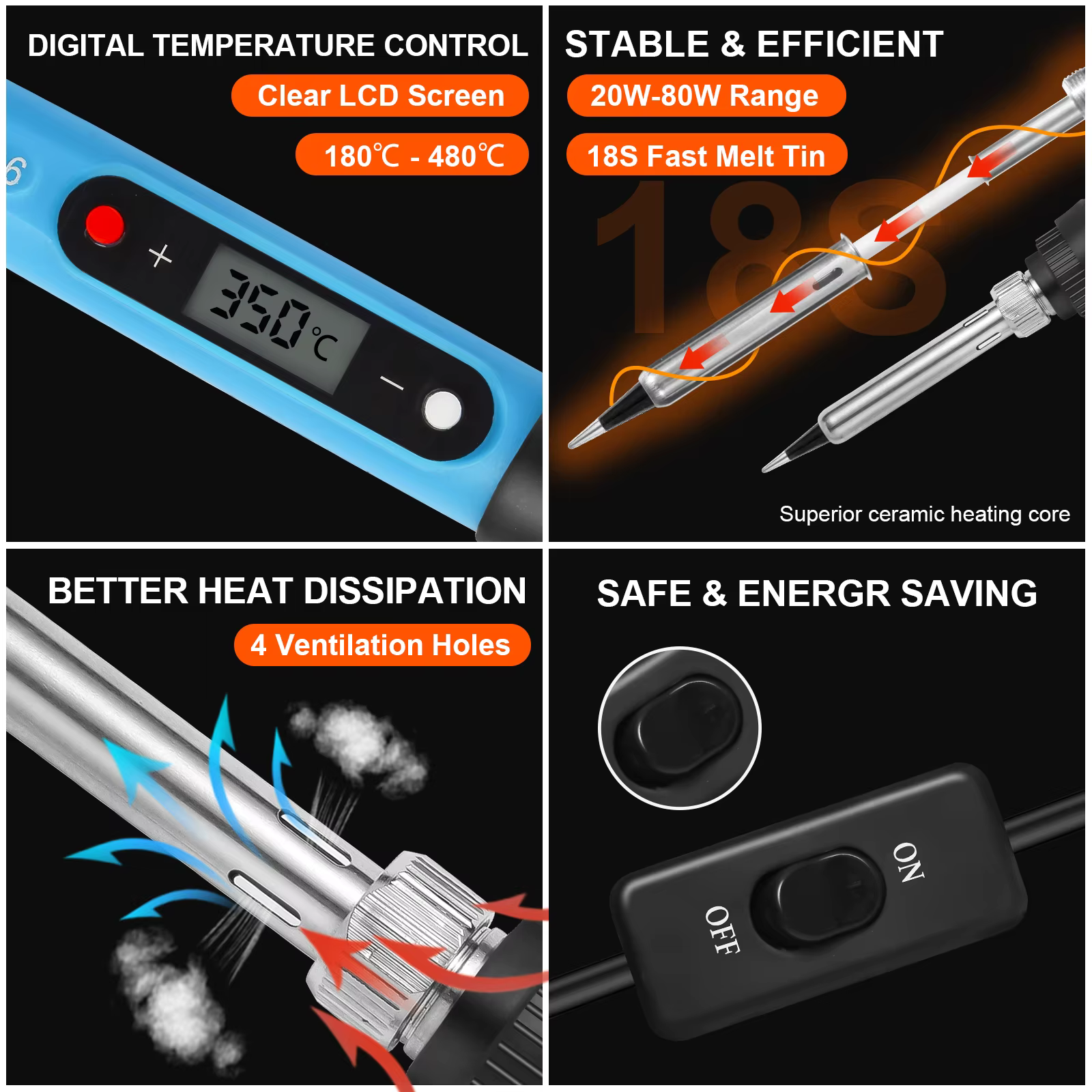 Kit de fer à souder pour électronique 80W LCD numérique température réglable outils de réparation de soudage avec