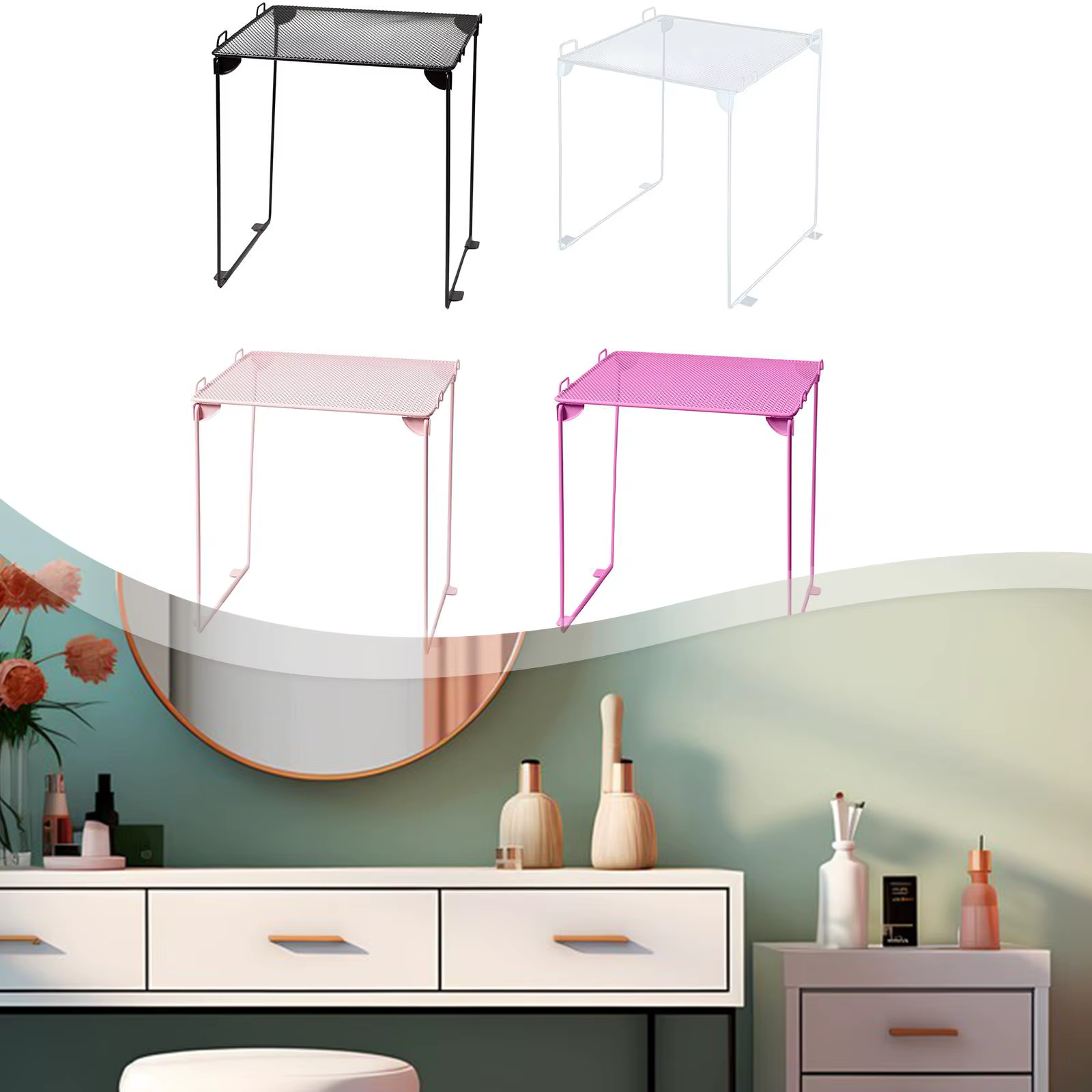Étagère de rangement pliable en métal