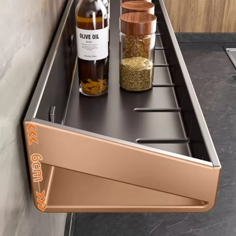 Étagère murale de rangement pour épices et condiments avec crochets suspendus