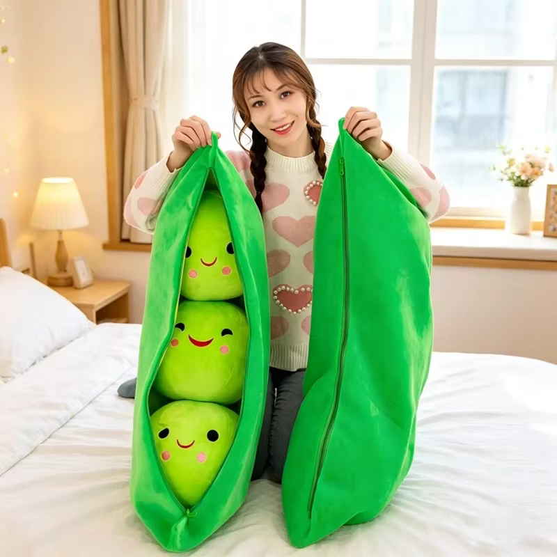 Peluche créative en forme de gousse de pois