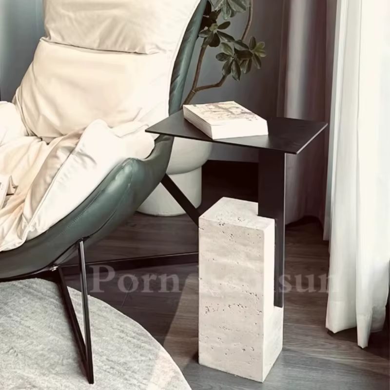 Table basse en marbre italienne, petite table de salon, console nordique, table basse vintage, meubles Wabi Sabi
