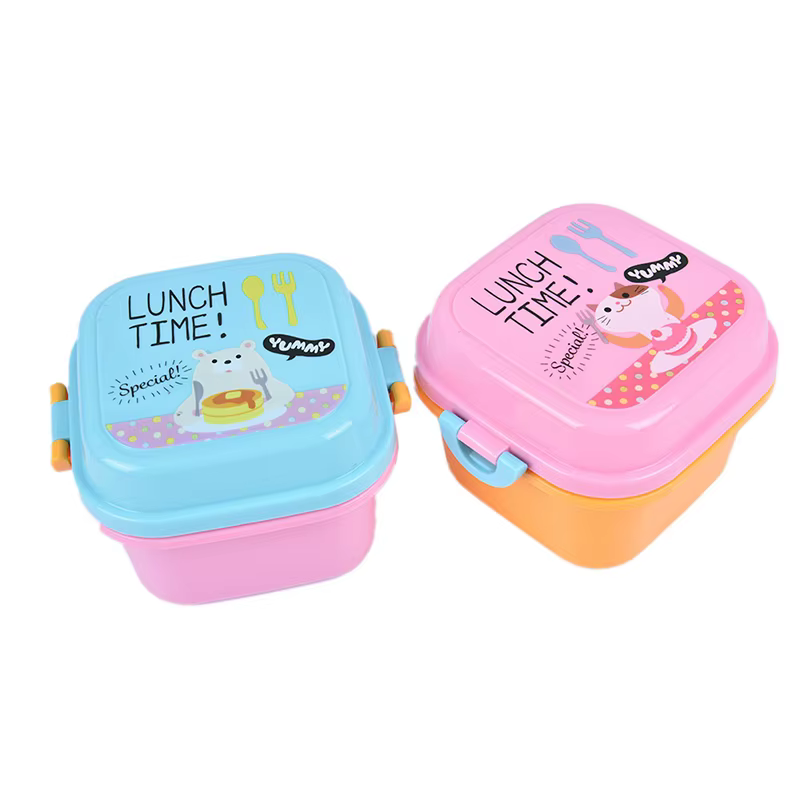 Boîte à lunch en plastique sain de dessin animé pour enfants