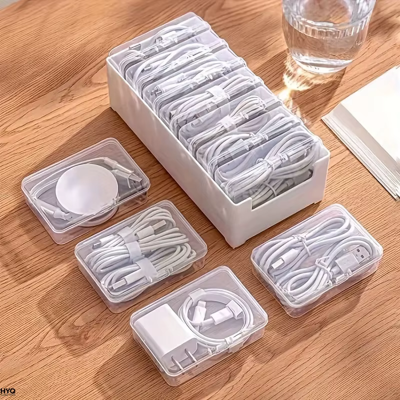 1 ensemble de boîtes de rangement pour câbles de données avec 7 petites