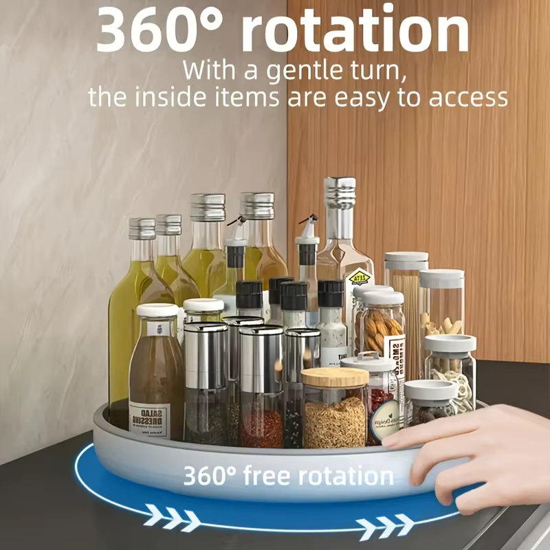 Organisateur de rangement rotatif pour épices, plateau de comptoir de cuisine, plateau rotatif à 360 degrés pour garde-manger, bouteilles, bocaux, produits frais