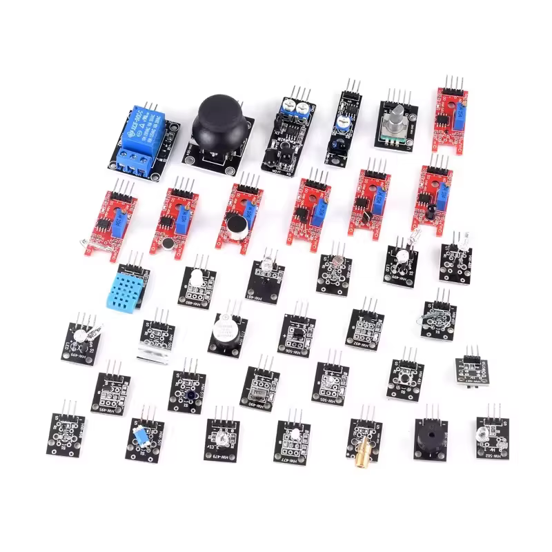Kit de démarrage de 45 modules de capteurs avec platine d'expérimentation et fils de liaison pour Arduino UNO R3 Mega2560 Raspberry Pi