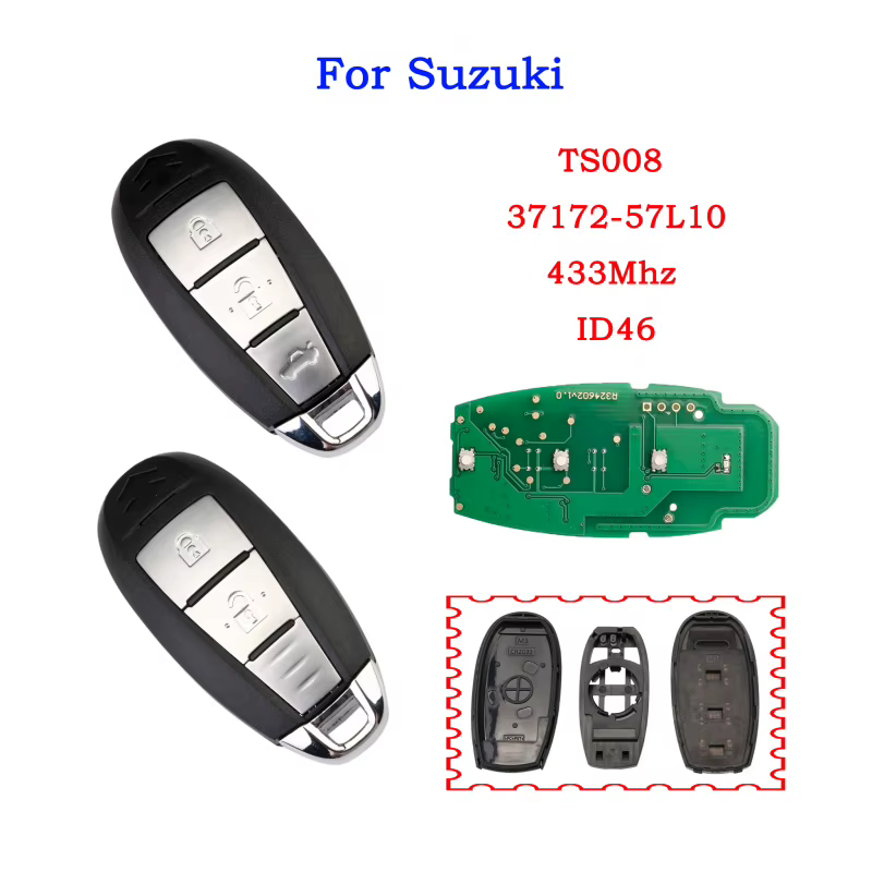 Hindley TS008 clé de voiture intelligente pour Suzuki Swift Kizashi 2010-2018 2/3 boutons télécommande 433MHz PCF7952 ID46 37172-71L10 /57L11