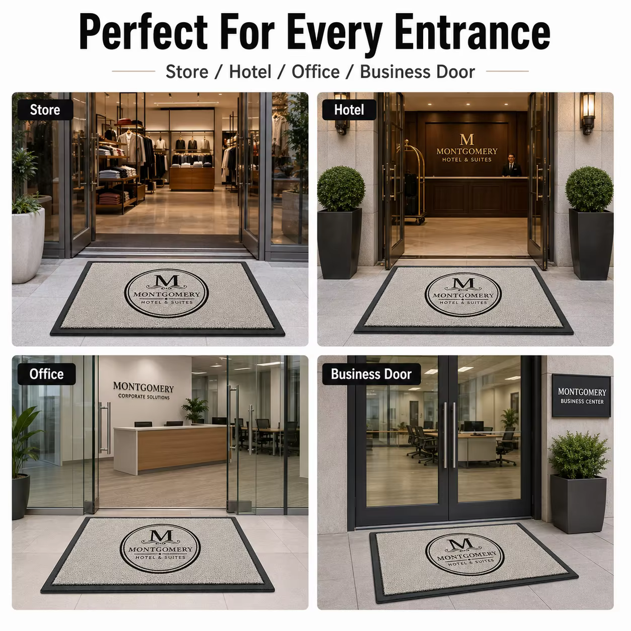 Paillasson de marque personnalisé avec n'importe quel logo, tapis antidérapant et durable pour magasins, hôtels, paillasson avec logo personnalisé pour magasins de vêtements, centres commerciaux