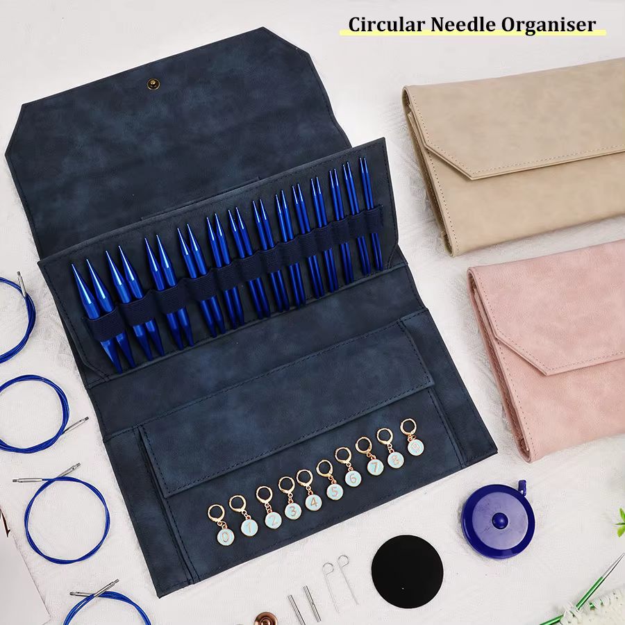 Sac de rangement pliable pour crochets circulaires, sac de rangement pour bricolage, fil de tissage, outils de tricot, accessoires, sac de rangement pour outils de couture, sac organisateur