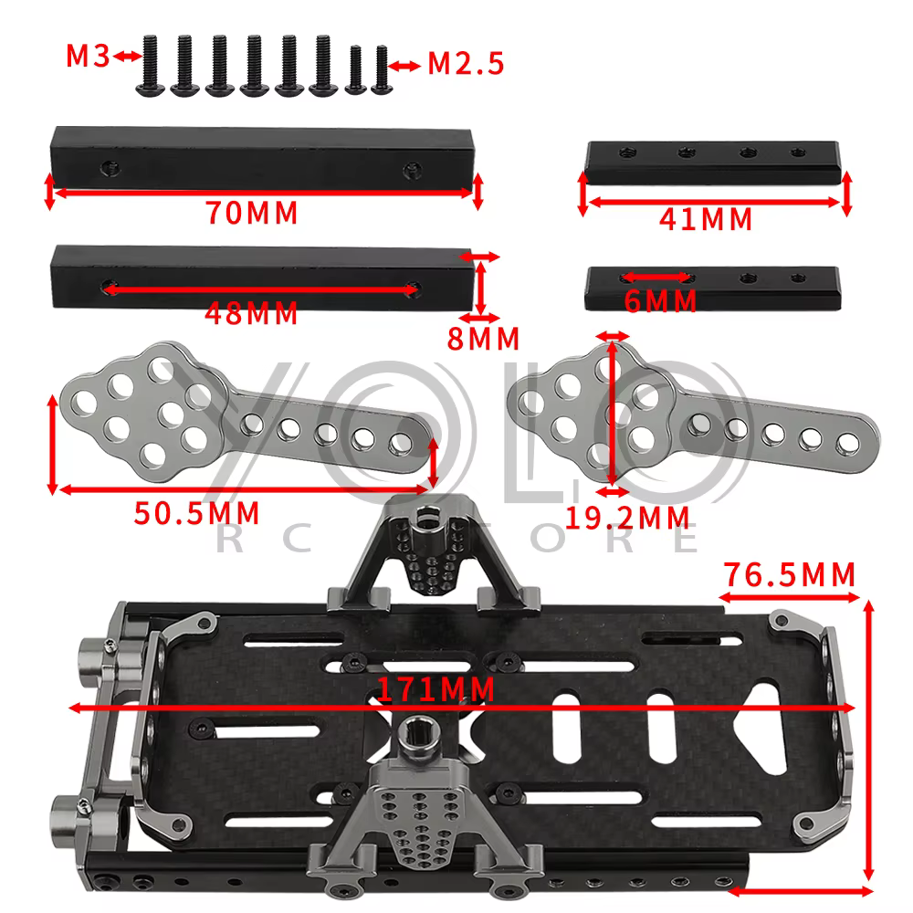 Kit de cadre de châssis en métal pour bricolage, tours d'amortisseur arc-en-ciel, mise à niveau vers SCX10, 6x6, 1/10 RC Inoler Axial SCX10, pièce modifiée, R64