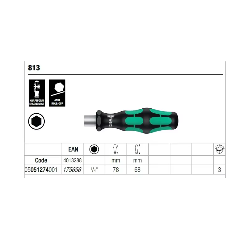 WERA 813 05051274001 Mini poignée de tournevis-prise de 6
