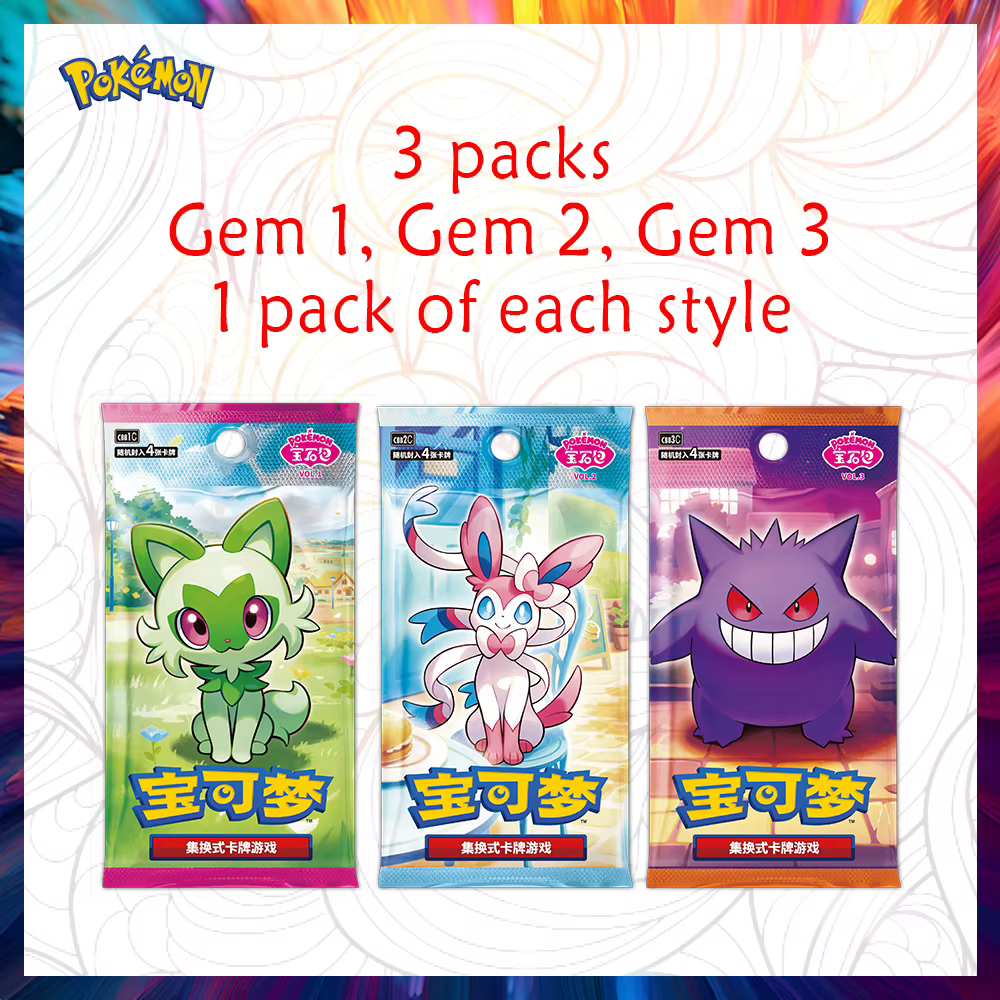 Ensemble de paquets de cartes Gemmes Pokémon TCG 1-3 Version chinoise simplifiée officielle Jeu de cartes à collectionner Cadeau idéal pour les fans