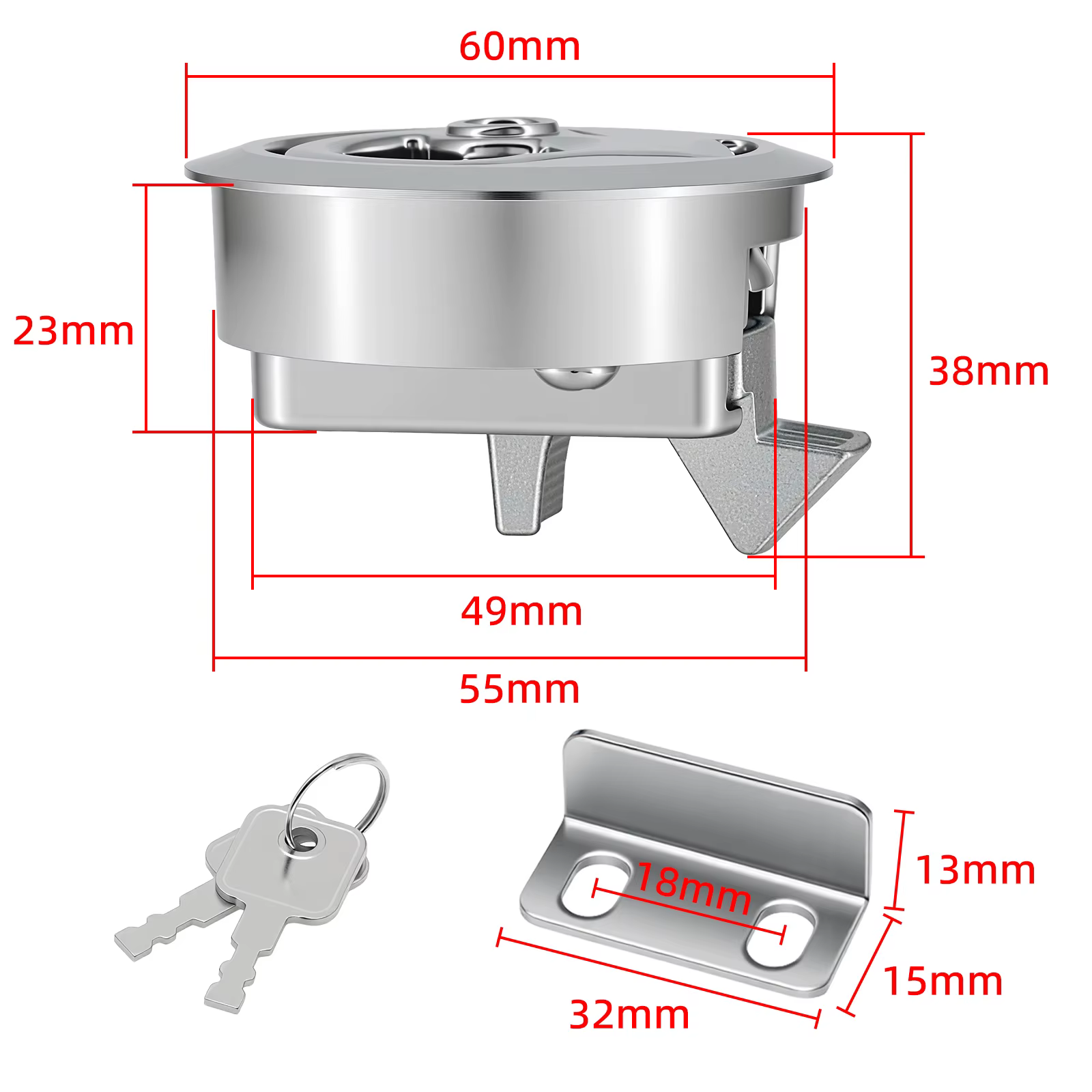 Loquet de sol en acier inoxydable de 2 pouces pour porte de camping-car