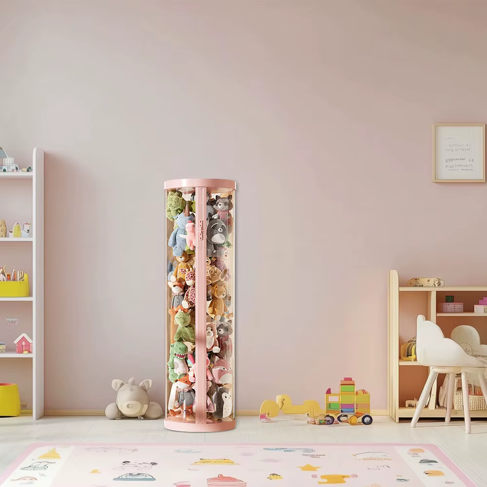 Boîte de rangement transparente pour poupées, tube de rangement pour jouets en peluche, organisateur de jouets pour enfants, bacs à fermeture éclair DIY, cadeau de Noël pour enfant