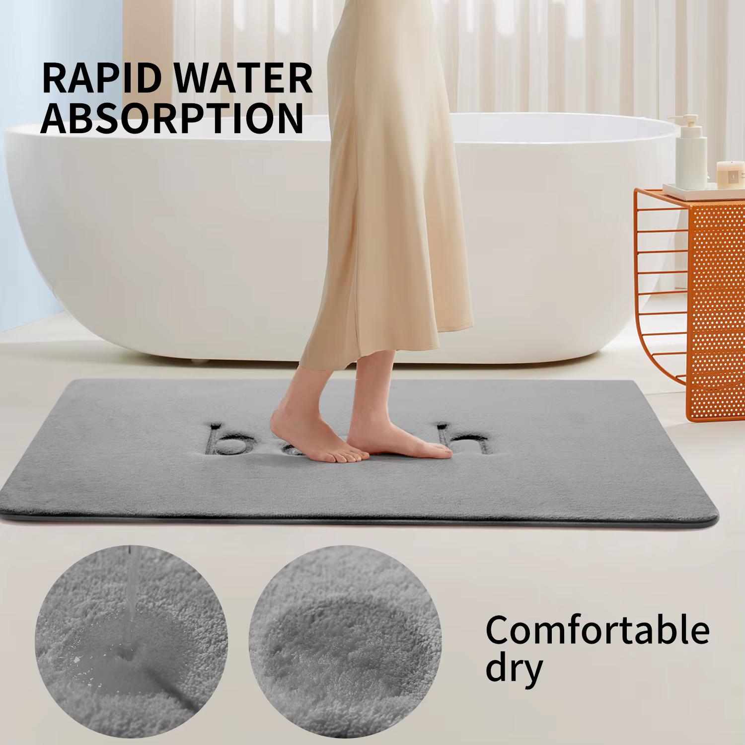 Tapis de bain Simple, couleur unie, rebond Super doux, absorbant l'eau, séchage rapide, pour salle de bain, paillasson de salle de douche
