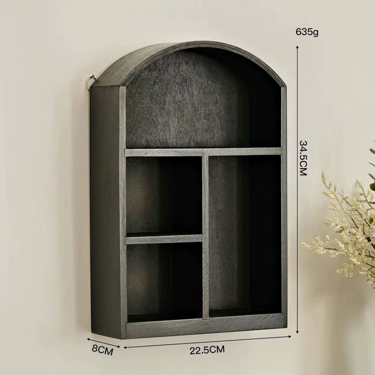 Armoire de rangement murale en bois, support de rangement de bureau rétro, anti-poussière, articles divers, boîte de rangement de cosmétiques, vitrine de jouets de poupée