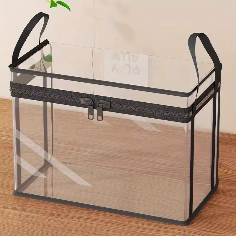 Lot de 3 boîtes de rangement transparentes pliables et peu encombrantes avec couvercles rabattables