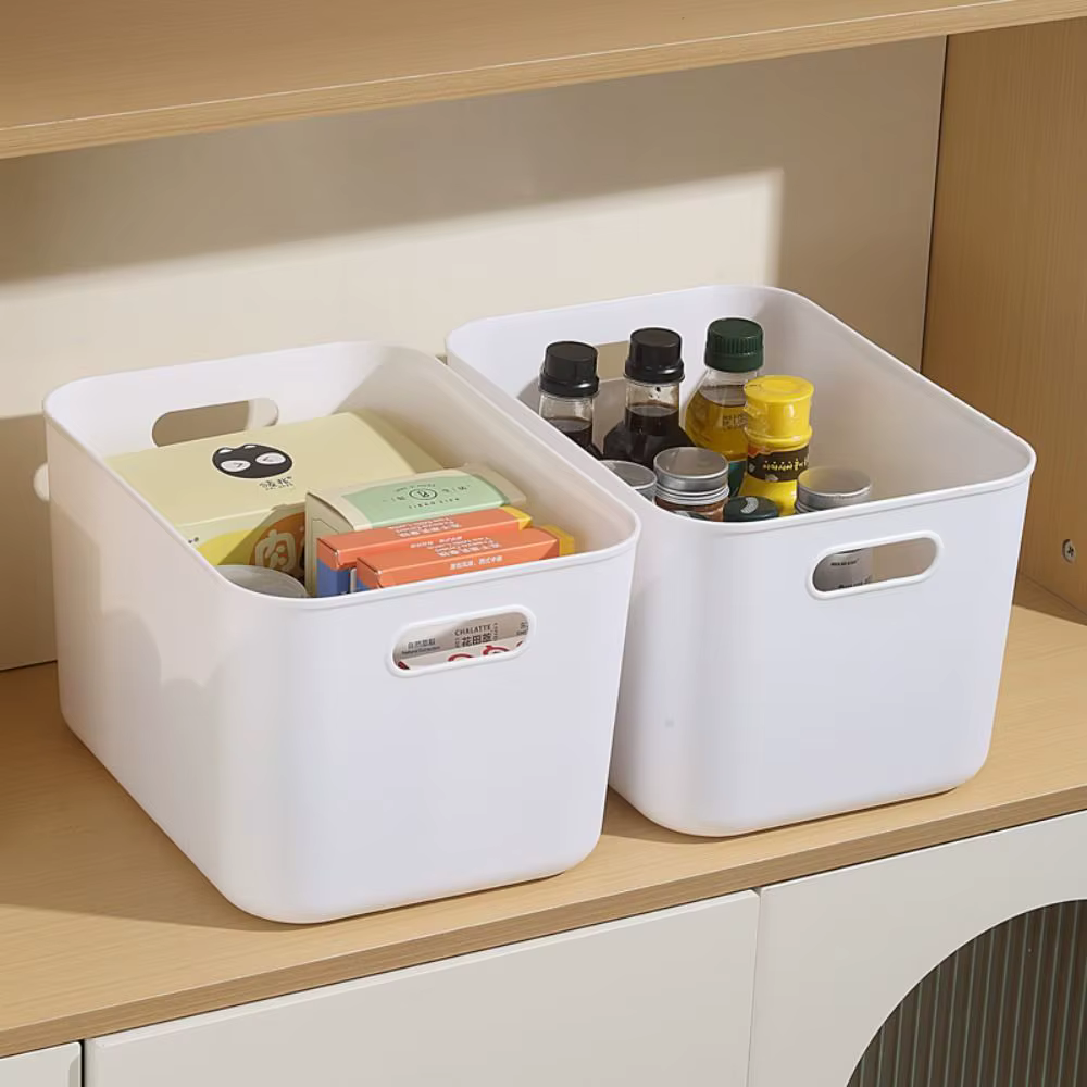 Boîte de rangement empilable avec poignée de couvercle