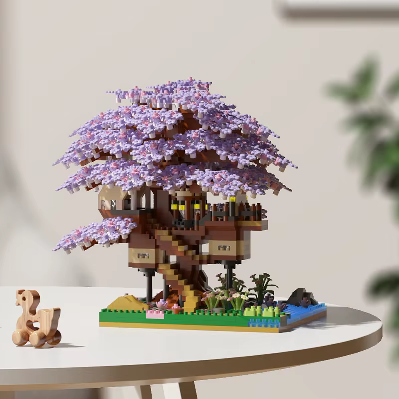 Ensemble de blocs de construction d'arbre Sakura