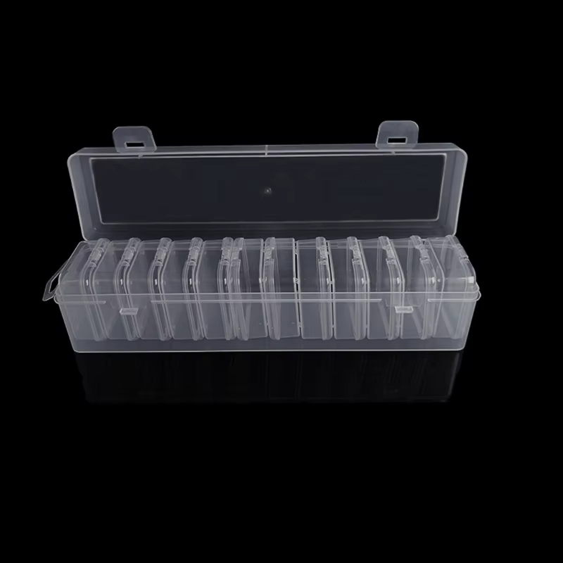 Conteneur stockage en plastique empilable modulaire, 12 Sections personnalisables, couvercle transparent pour fournitures