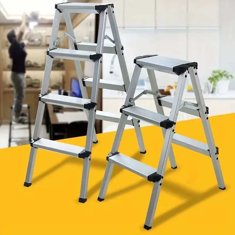 Escabeau pliant en aluminium Double face léger, conception de cadre A, antidérapant, Portable pour usage domestique et intérieur