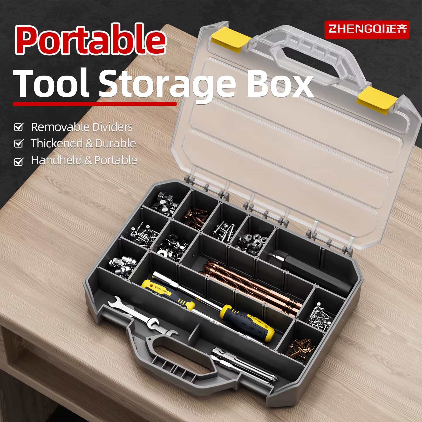 Boîte de rangement d'outils en plastique épaissi 17/23/34 compartiments