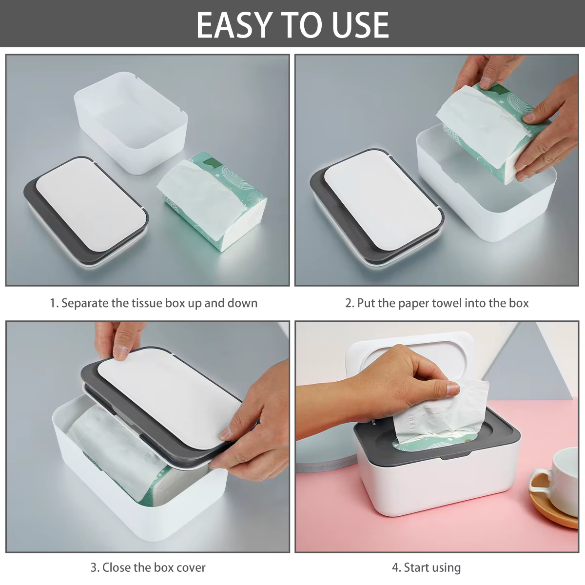 1 Boîte Distributrice de Lingettes Humides Portable avec Couvercle