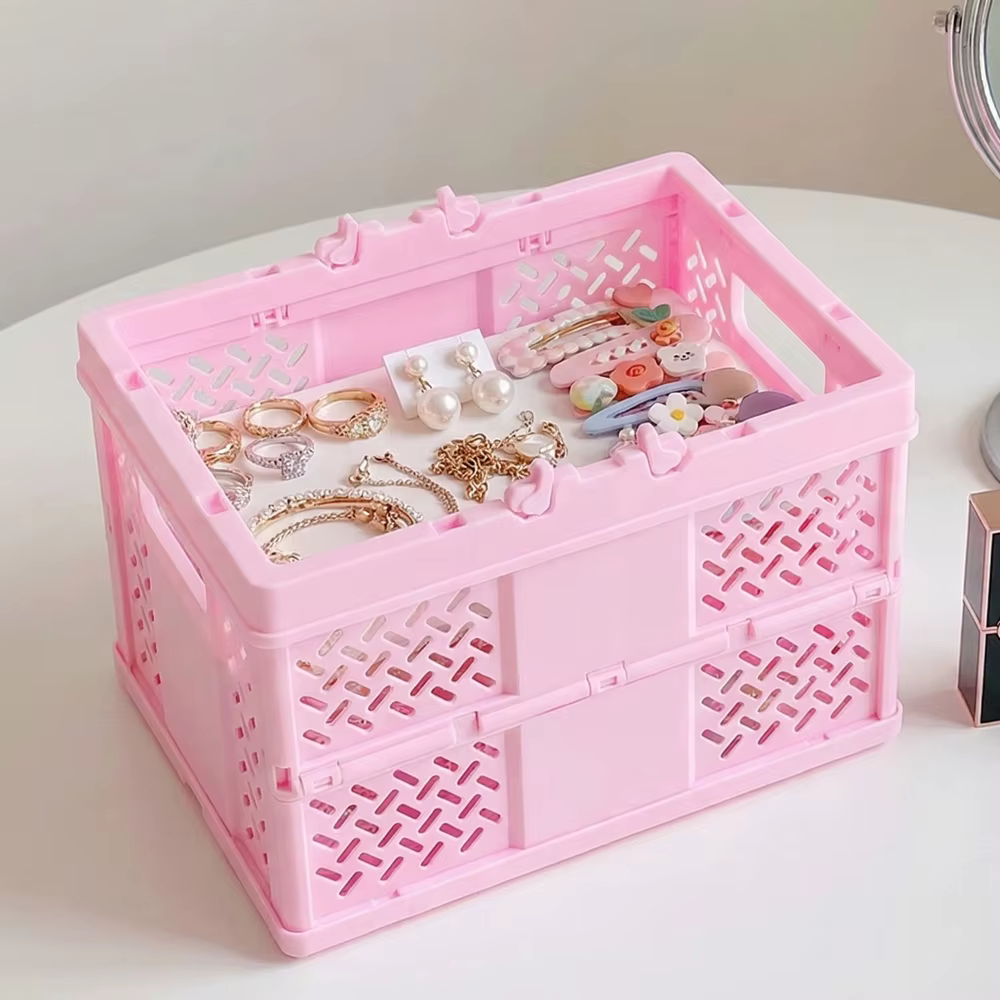 Panier de rangement pliable multifonctionnel avec poignée