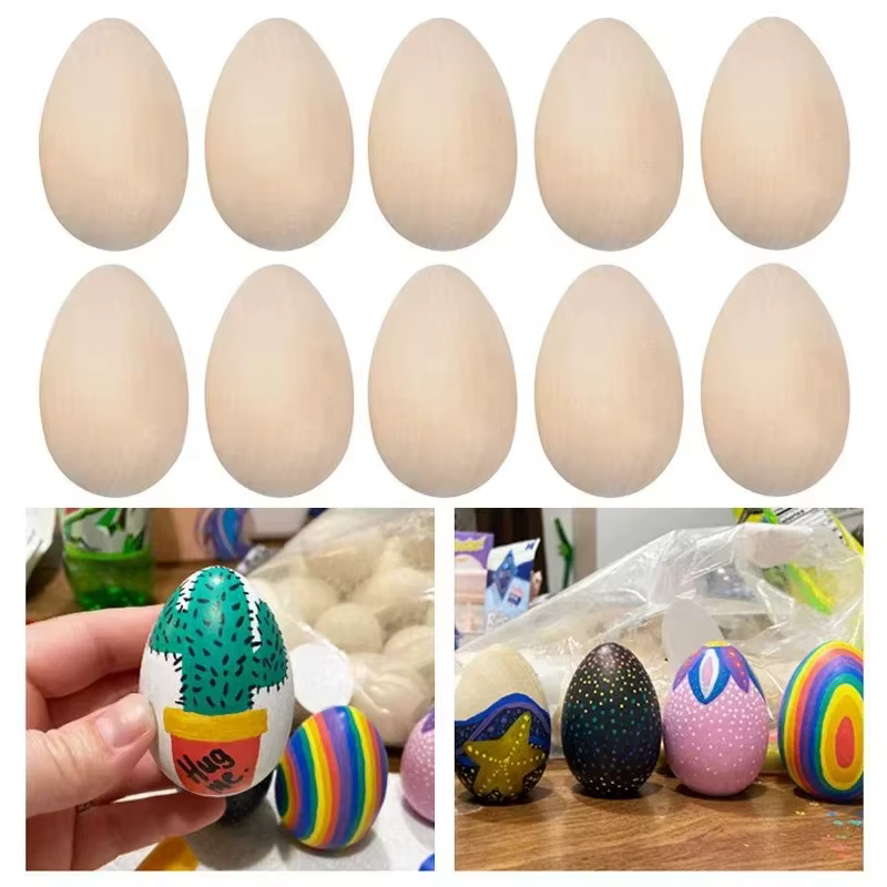 Oeufs de pâques en bois faits à la main